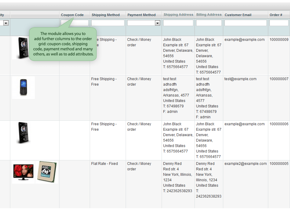 additional columns on the order grid