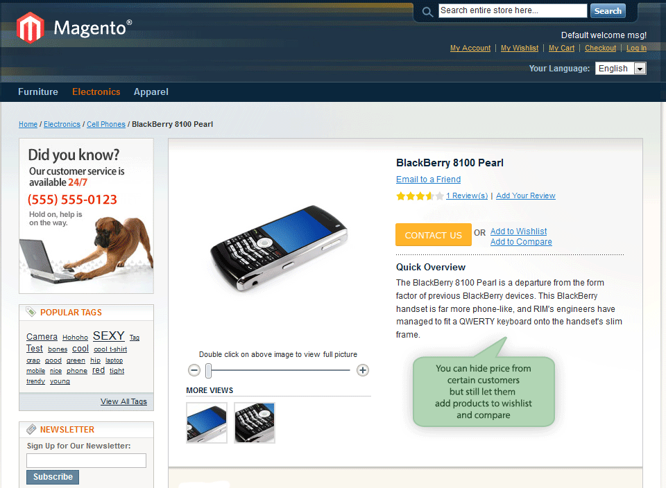 encourage customers to register to see the price
