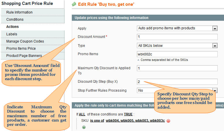 Auto add promo items with products action