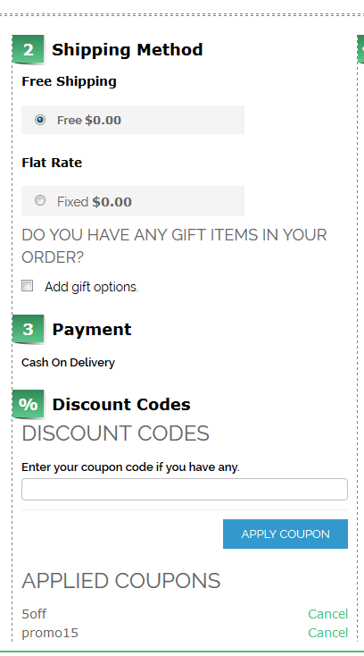 Multiple coupons on one step checkout page Multiple coupons on one step checkout page