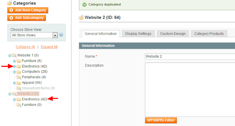 Magento Duplicate Categories by Amasty