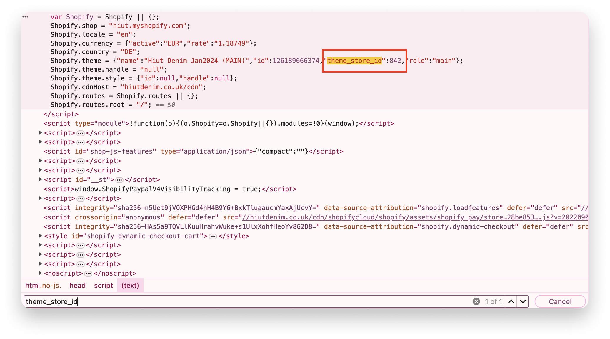 page source shopify