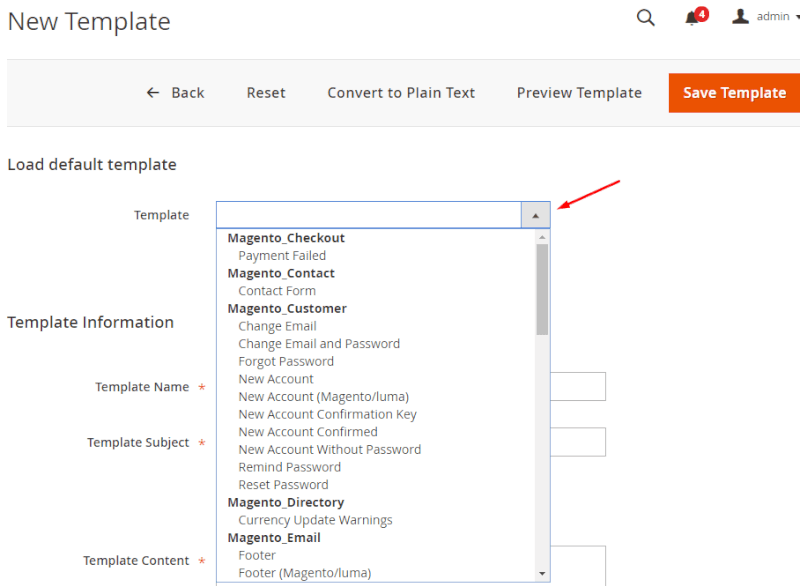 load-default-template-magento