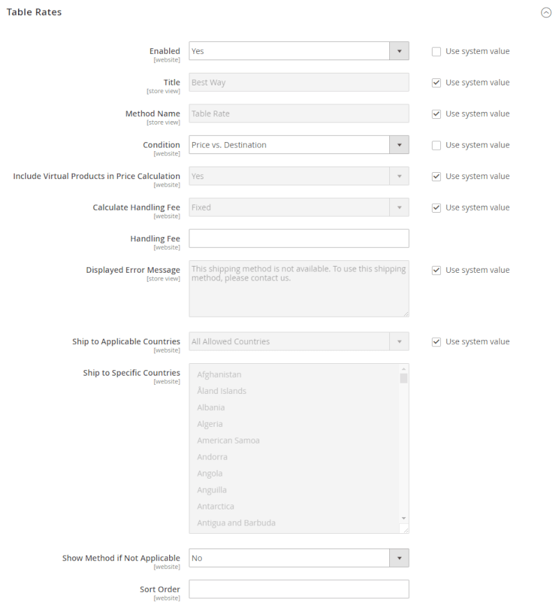 configure free shipping rules