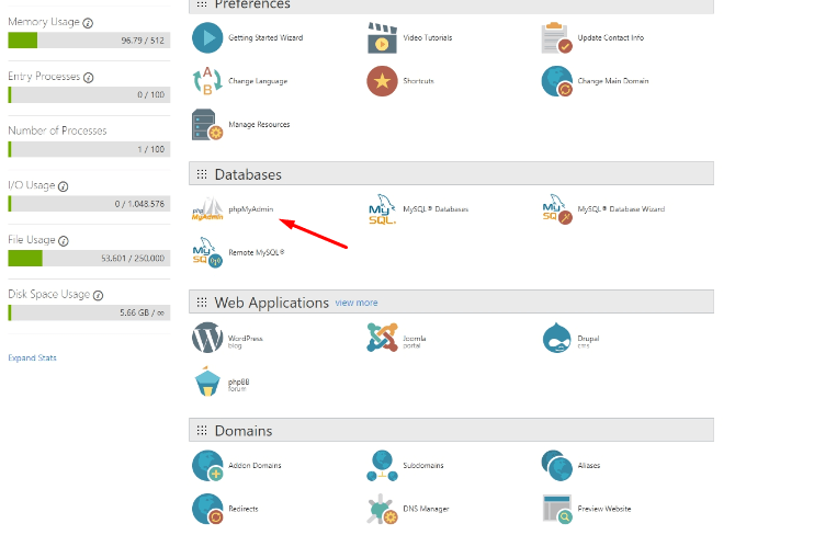 cpanel-phpmyadmin-magento