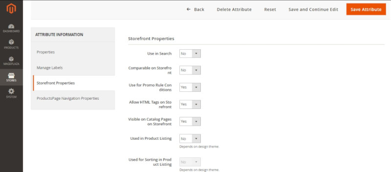 Filterable Attributes Magento 2