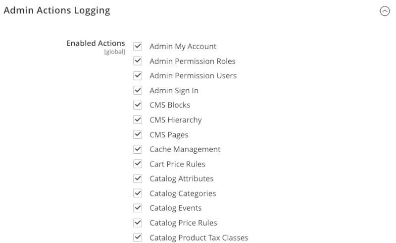 admin actions log