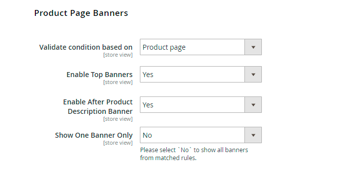 product page banners