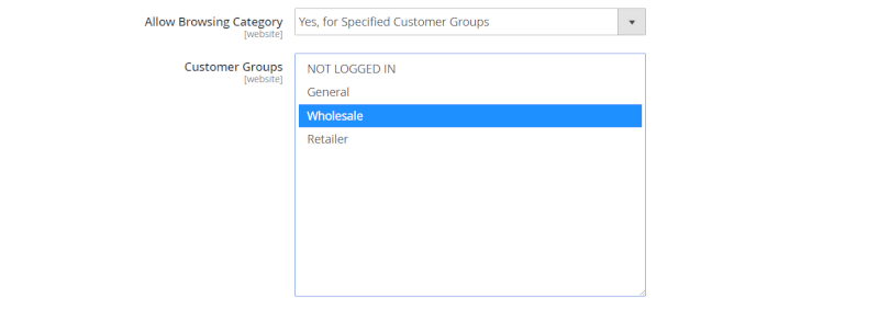 category permissions customer groups