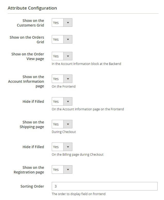 attribute configuration
