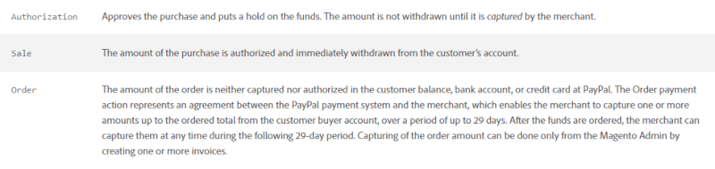 payment action