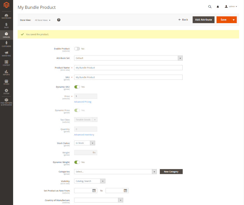 bundle basic settings