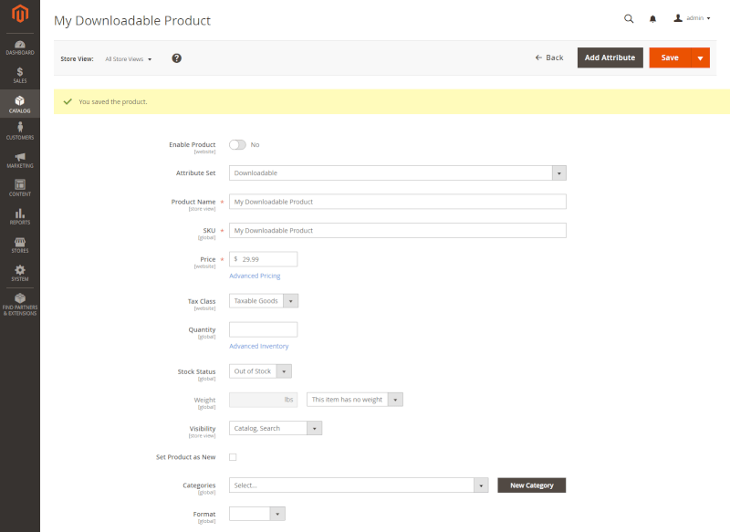 downloadable product config