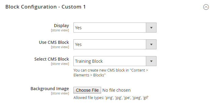 thank you page block config