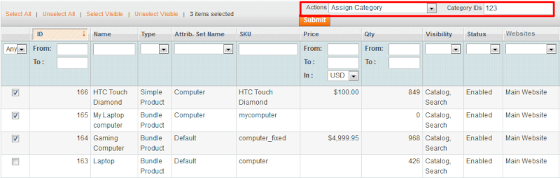 Magento Mass product Actions - Amasty