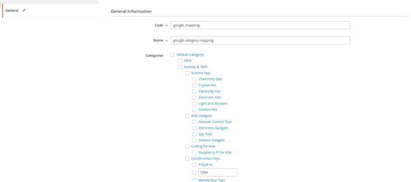 categories mapping