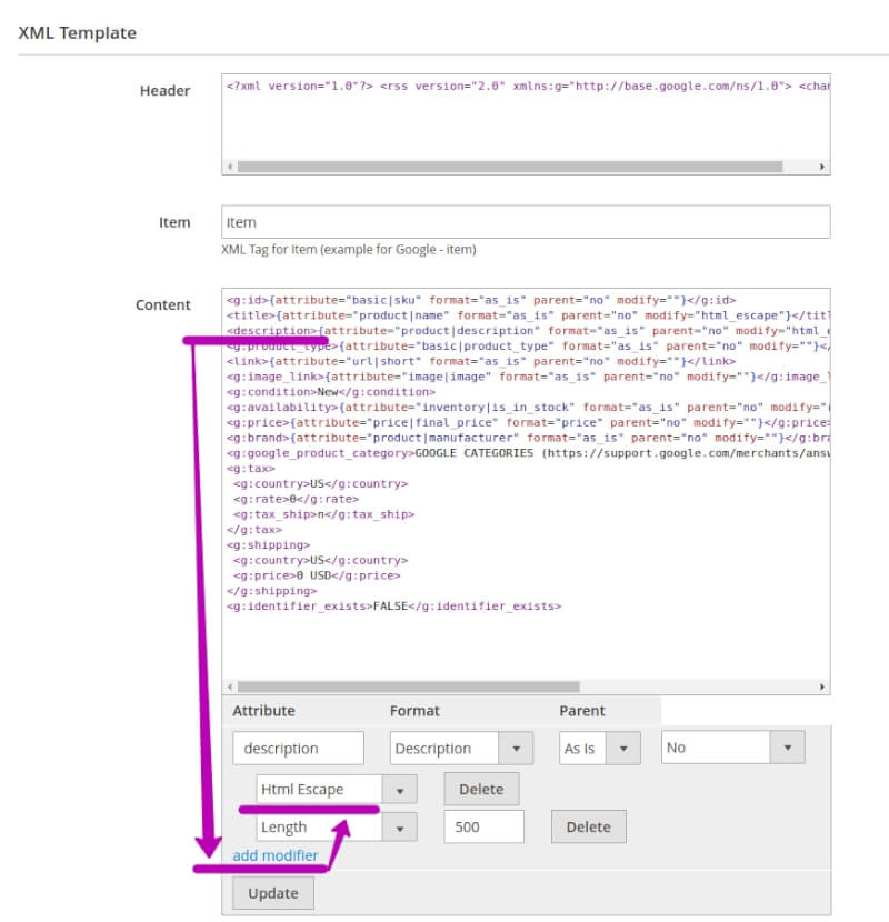 Adding HTML escape in Amasty Feed